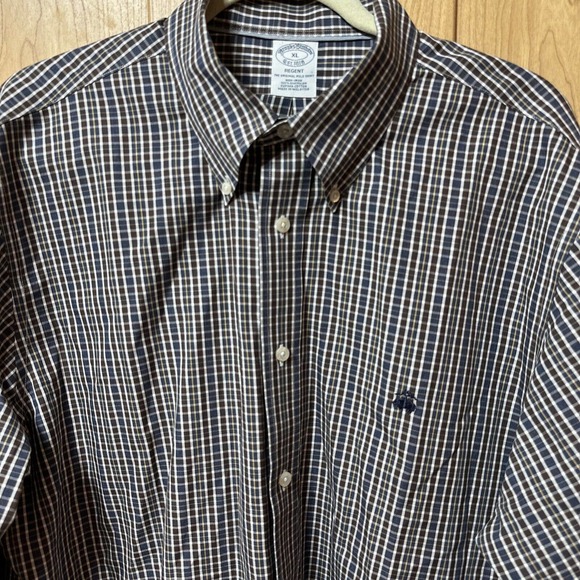 Brooks Brothers Men's XL REGENT XL Non Iron Button Down Plaid Shirt Blue EUC - Picture 1 of 10